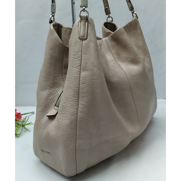 Coach Phoebe Beige Pebbled Leather 3 Compartments Shoulder Bag - Picture 3 of 16